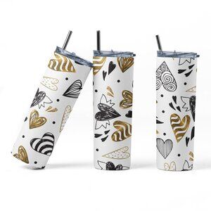 Black & Gold Hearts Design 20 oz. Tumbler